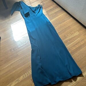 Dress the Population Teal One-Shoulder Maxi Dress